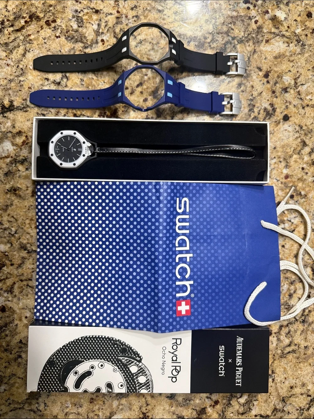 Swatch Men's Black Dial with White Bezel Royal Pop